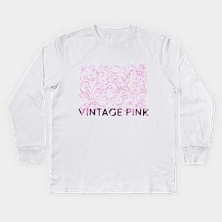 Floral Vintage Pink Kids Long Sleeve T-Shirt